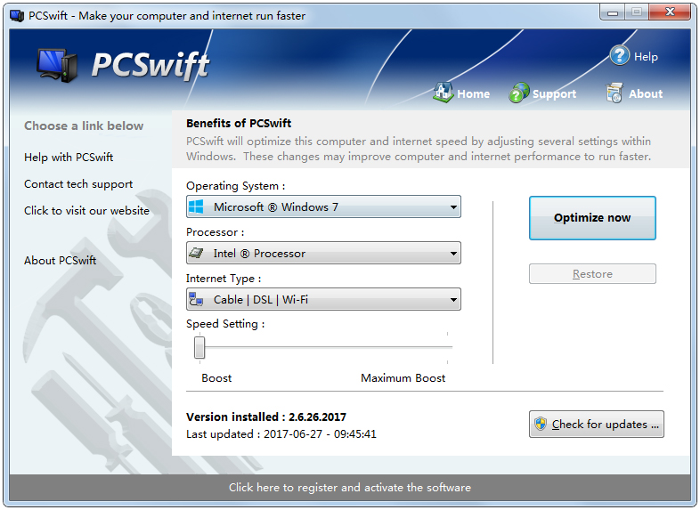 PCSwift英文绿色便携版(电脑加速软件)