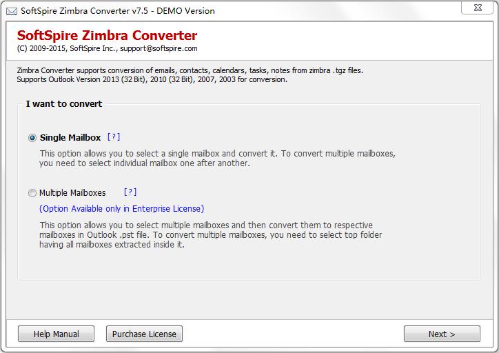 SoftSpire Zimbra Converter英文安装版(Zimbra转换器)