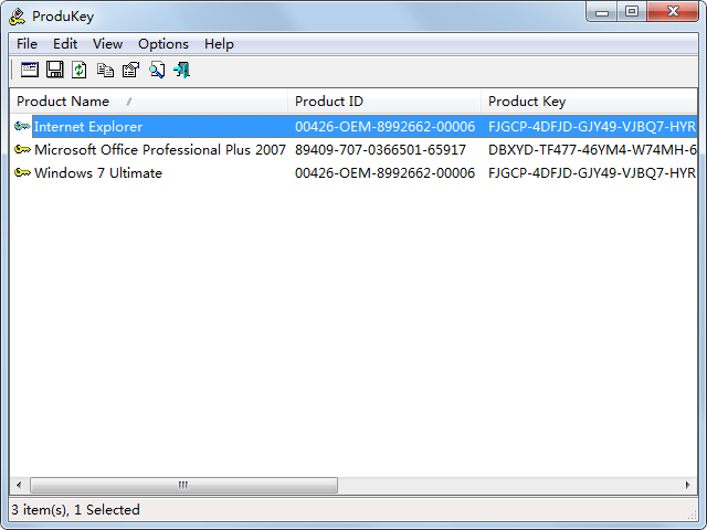 ProduKey英文绿色版(软件序号记录工具)