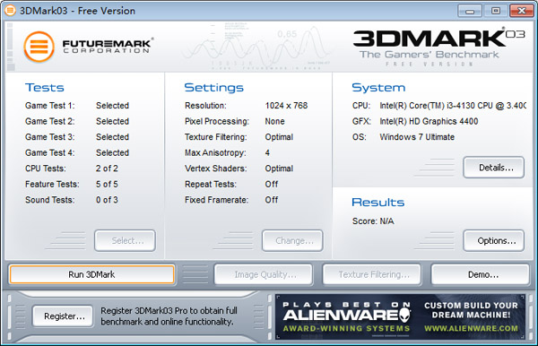 3DMark03英文安装版(显卡测试工具)