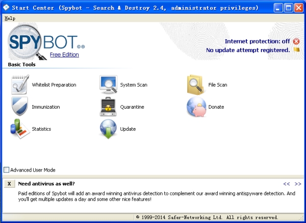 Spybot Search and Destroy（间谍软件清理工具）V2.7.64 官方版