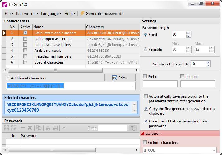 PSGen绿色英文版(免费密码生成器)