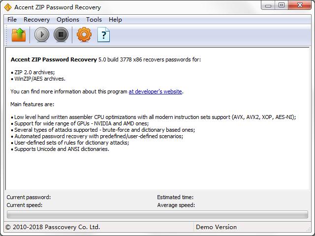 Accent ZIP Password Recovery英文安装版(zip密码恢复器)