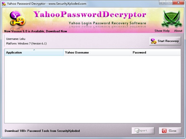 Yahoo Password Decryptor英文版(雅虎邮箱密码破解)