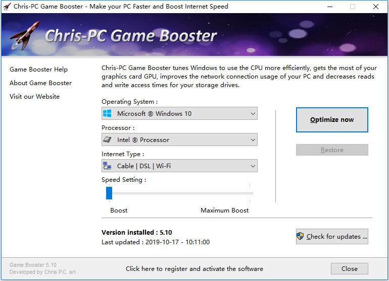 Chris-PC Game Booster英文安装版(游戏性能提升软件)