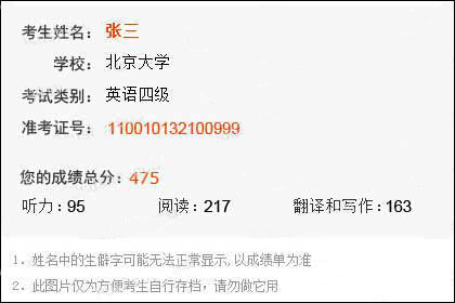 99宿舍网英语四六级成绩查询器