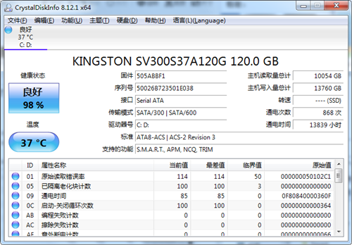 CrystalDiskInfo绿色中文版(硬盘检测工具)
