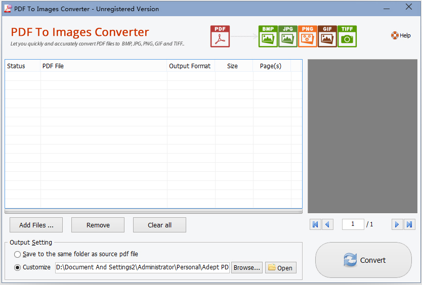 Adept PDF To Image Converter英文版(PDF转图片工具)