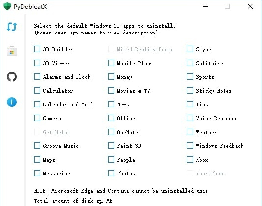 PyDebloatX官方版(卸载win10默认应用)