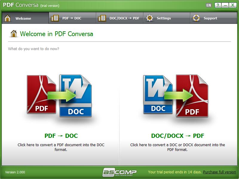 PDF Conversa英文安装版(PDF互转Word)