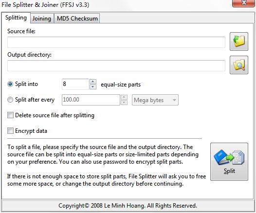 File Splitter & Joiner绿色英文版(文件分割合并工具)
