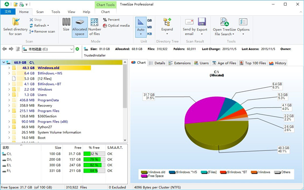 TreeSize Professional<a href=https://www.officeba.com.cn/tag/lvseban/ target=_blank class=infotextkey>绿色版</a>中文版(文件管理)