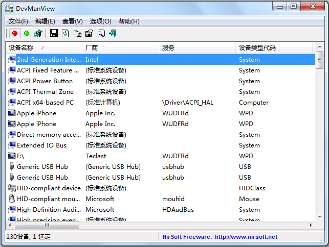 DevManView绿色中文版(查看硬件设备信息)