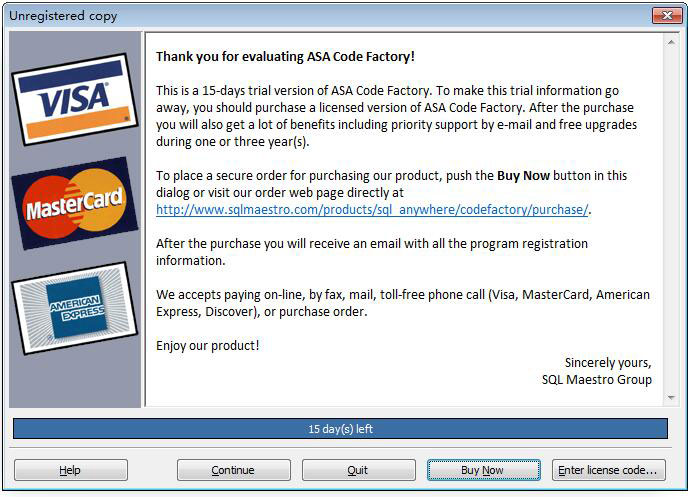 ASA Code Factory英文安装版(数据库管理工具)
