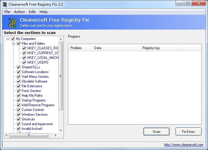 Cleanersoft Free Registry Fix英文安装版(系统注册表修复软件)