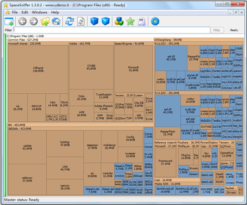 SpaceSniffer英文绿色版(磁盘空间分析工具)