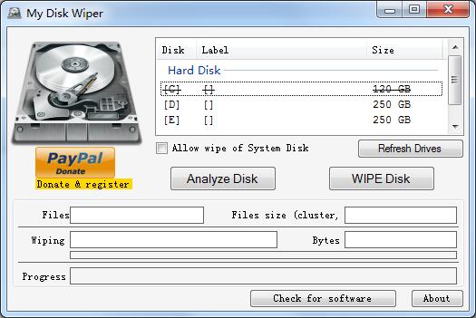 My Disk Wiper绿色英文版(硬盘彻底格式化工具)