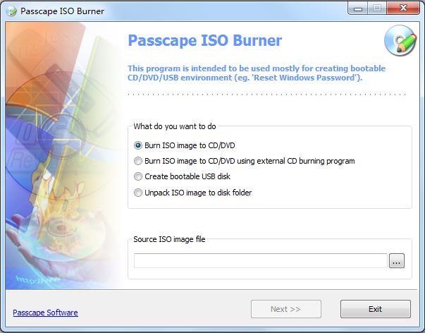Passcape ISO Burner英文<a href=https://www.officeba.com.cn/tag/lvseban/ target=_blank class=infotextkey>绿色版</a>(USB启动盘制作工具)