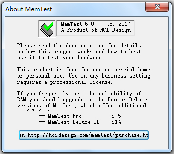 MemTest绿色英文版(内存检测工具)