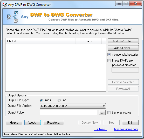 Any DWF to DWG Converter英文版(DWF转DWG工具)