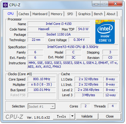 Cpu-Z32位绿色英文版(CPU检测软件)