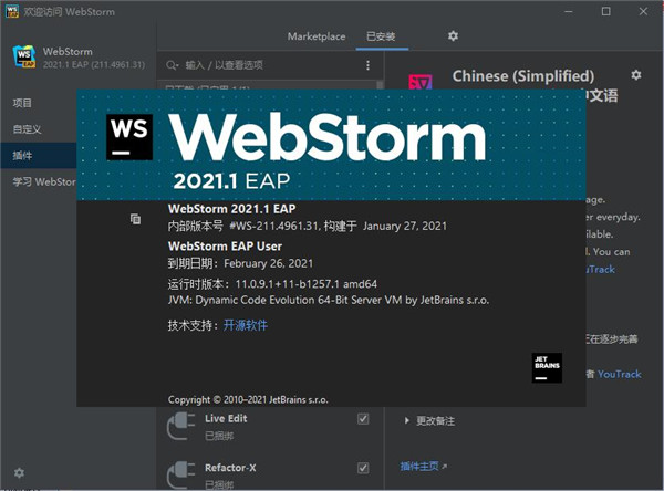 JetBrains WebStorm2021中文免费版