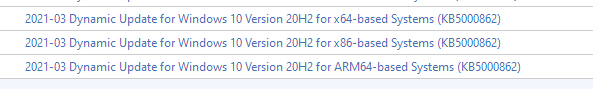 Windows10 20H2 KB5000862更新补丁官方版