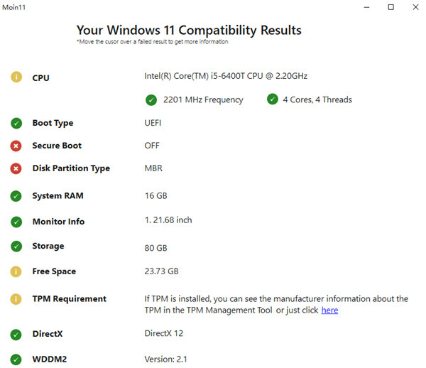Moin11绿色免费版(Win11兼容检测工具)